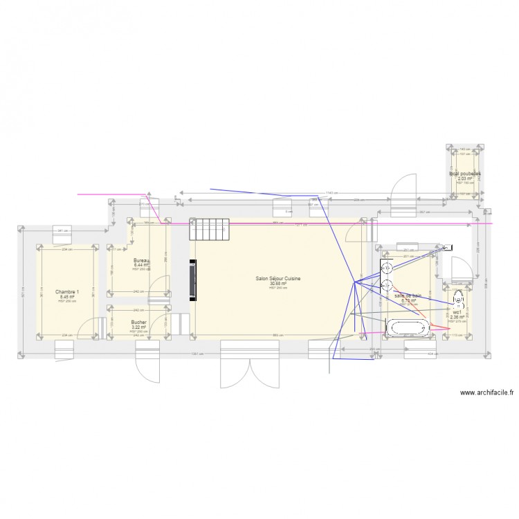 Rdch Gaines gaines  Projectif  Petit Aulnay. Plan de 0 pièce et 0 m2