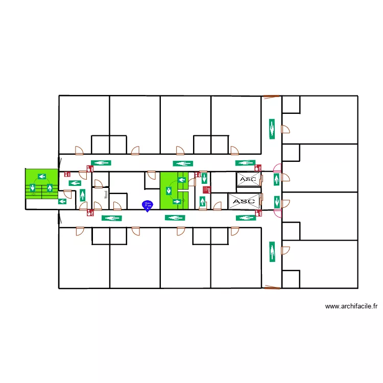 2eme au 8eme etage bouteille 58 droite de 1 &agrave; 4. Plan de 