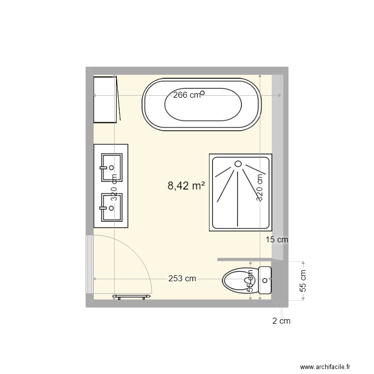 Roquebrune - Lot N°1 SDB - R+1. Plan de 1 pièce et 8 m2