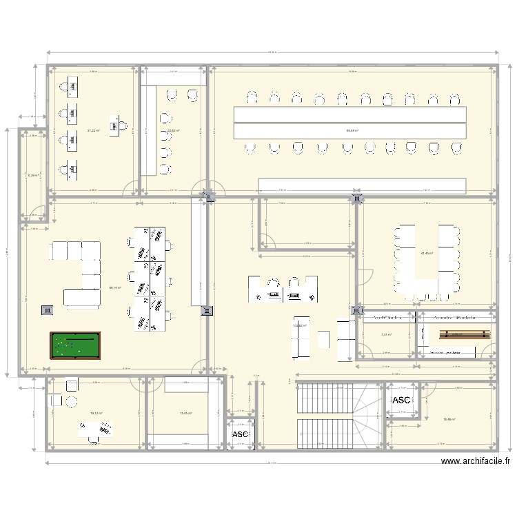 BUREAU MOHAMMEDIA. Plan de 14 pièces et 465 m2