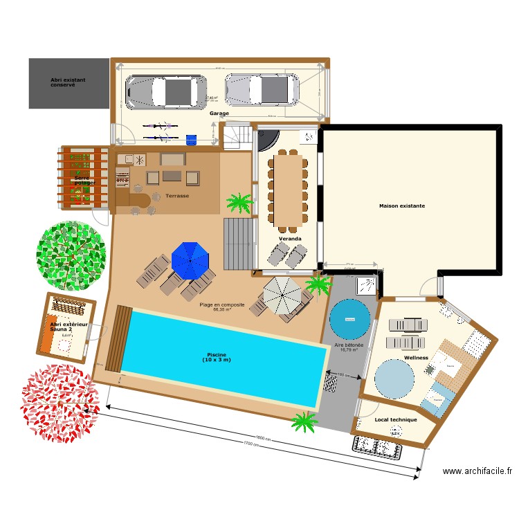 Projet ExtensionV2. Plan de 15 pièces et 460 m2