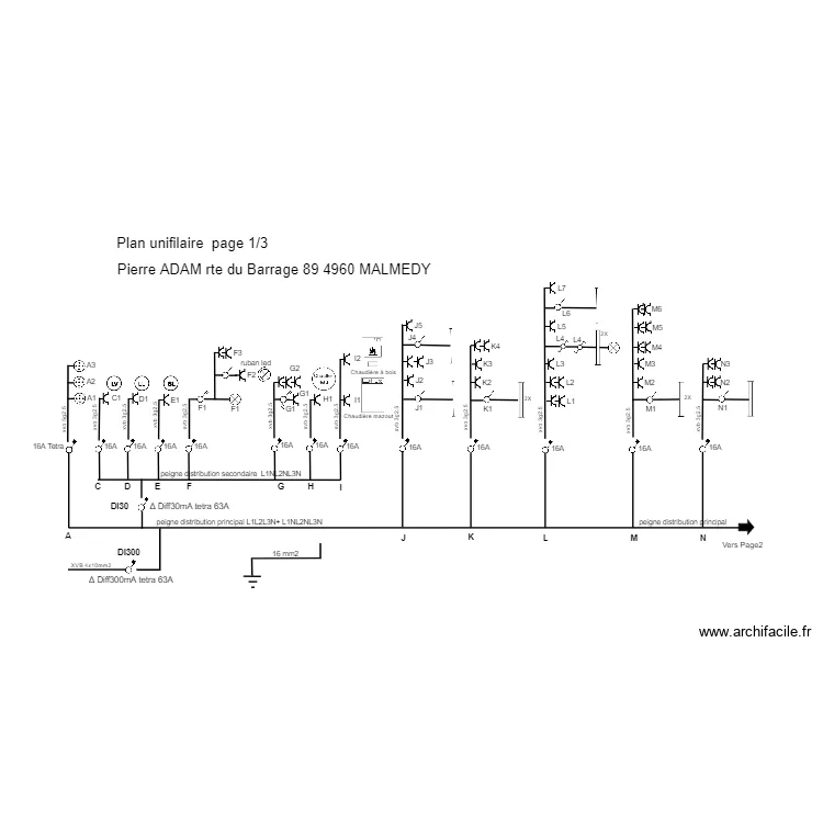 20220825 Plan electrique unifilaire P1/3. Plan de 