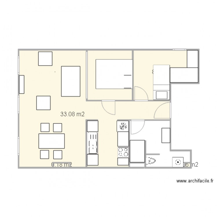 Appartement Sanary su Mer salon 3 fenetres 2 chambrettes V5 avec table rectangulairemeubles. Plan de 0 pièce et 0 m2