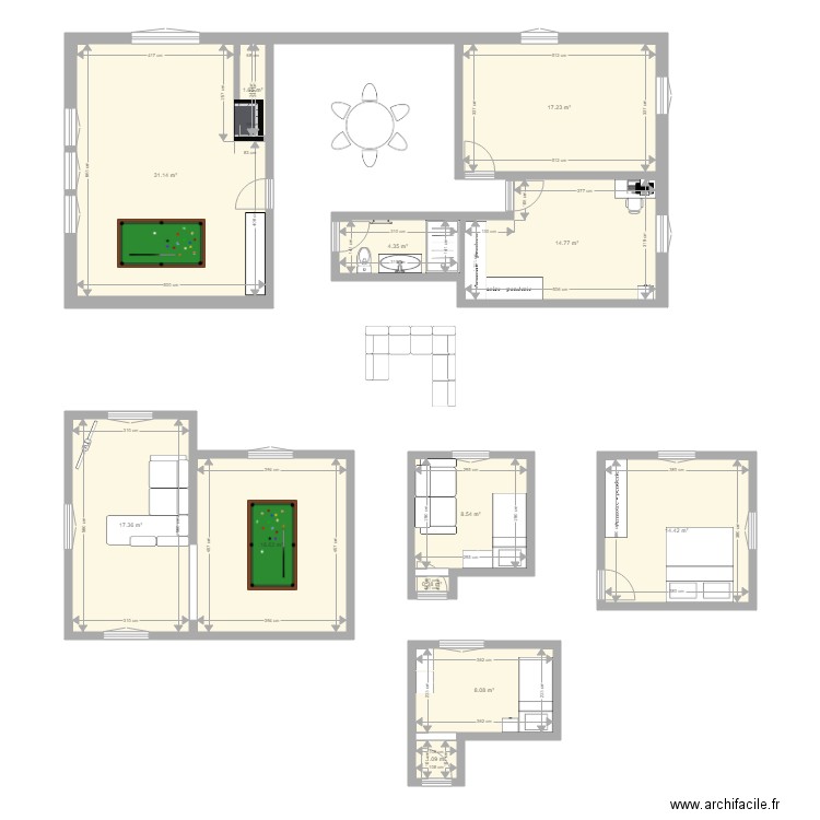 Chambre Clara. Plan de 12 pièces et 137 m2