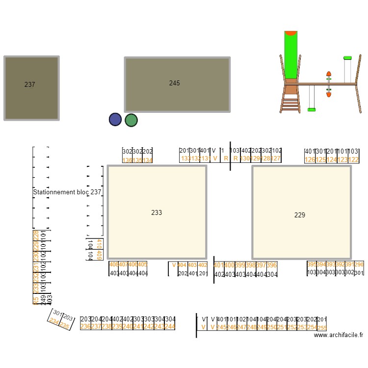 JPR 229 233. Plan de 4 pièces et 1423 m2