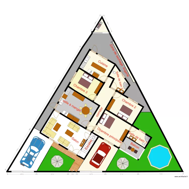 gangi vue en plan villa2. Plan de 