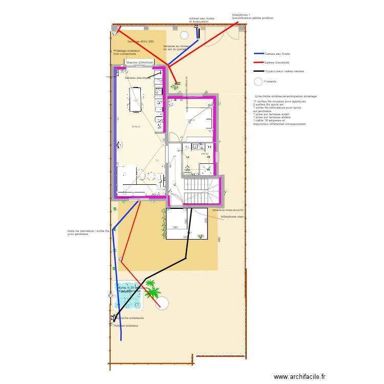 LEROUX Plans électricité 18.04.2023. Plan de 3 pièces et 55 m2