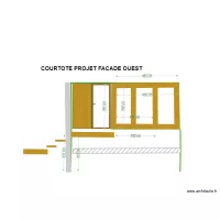 PLAN FACADE COURTOTE  OUEST baie vitr&eacute;e petits carreaux