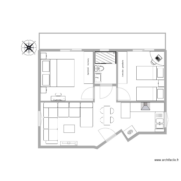 appartement 60m. Plan de 0 pièce et 0 m2