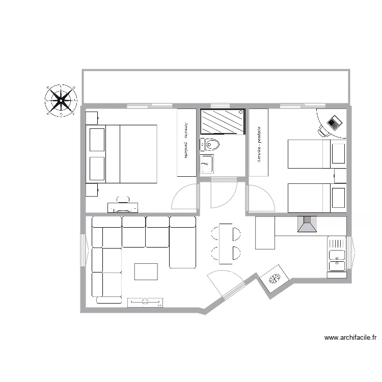 appartement 60m. Plan de 