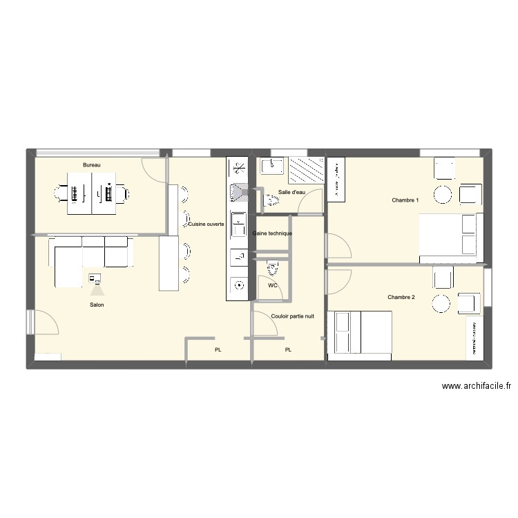 Noisy - options. Plan de 26 pièces et 288 m2