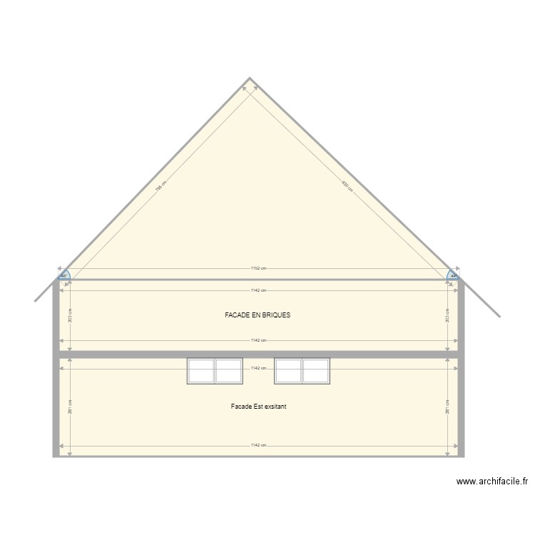 facade EST projete. Plan de 0 pièce et 0 m2