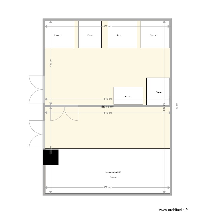 Labo Impregnation SKF. Plan de 1 pièce et 55 m2