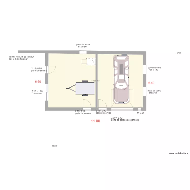 garage nu d&eacute;finitif. Plan de 