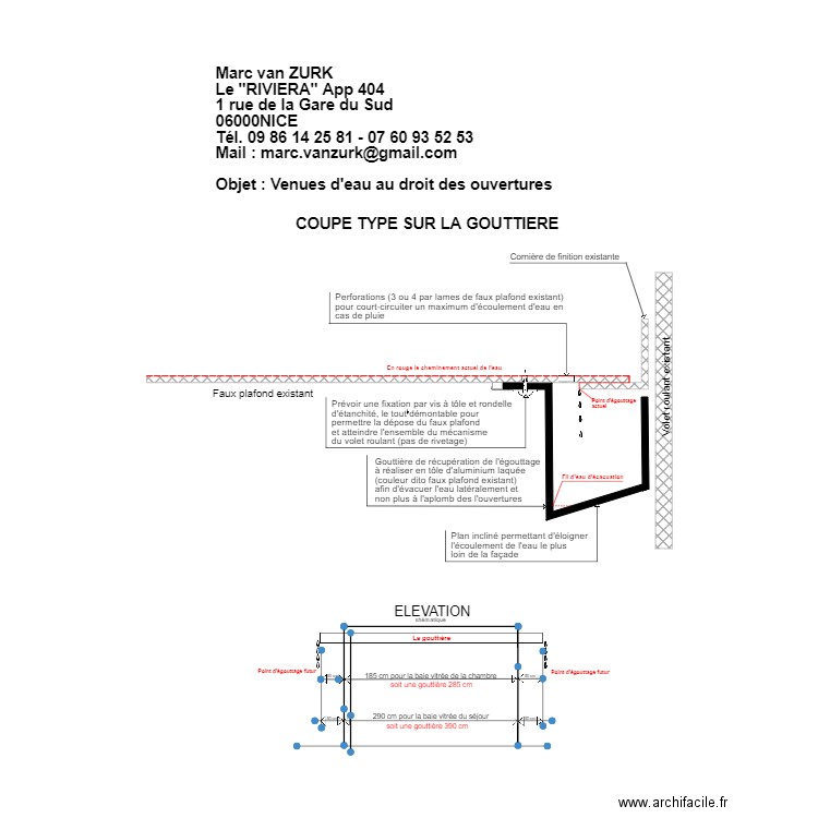 gouttière. Plan de 0 pièce et 0 m2