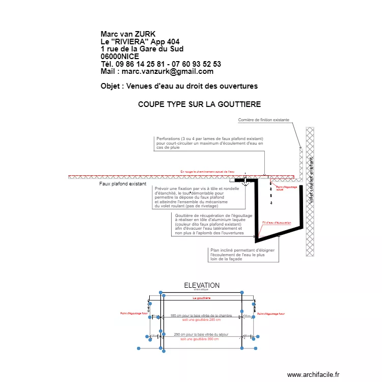 goutti&egrave;re. Plan de 