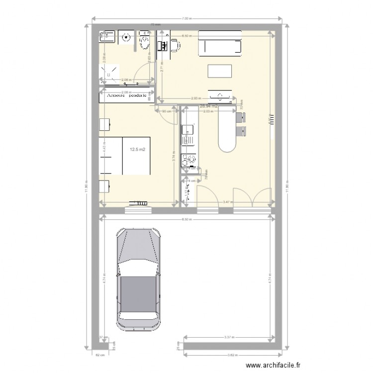 studio. Plan de 0 pièce et 0 m2