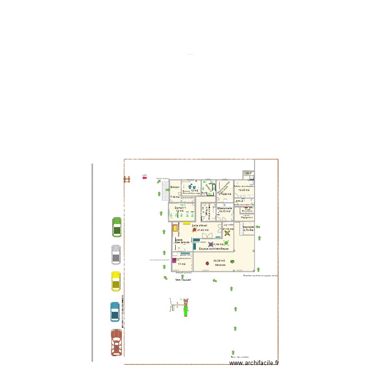 PLAN ESPACE DE VIE BAB. Plan de 18 pièces et 252 m2