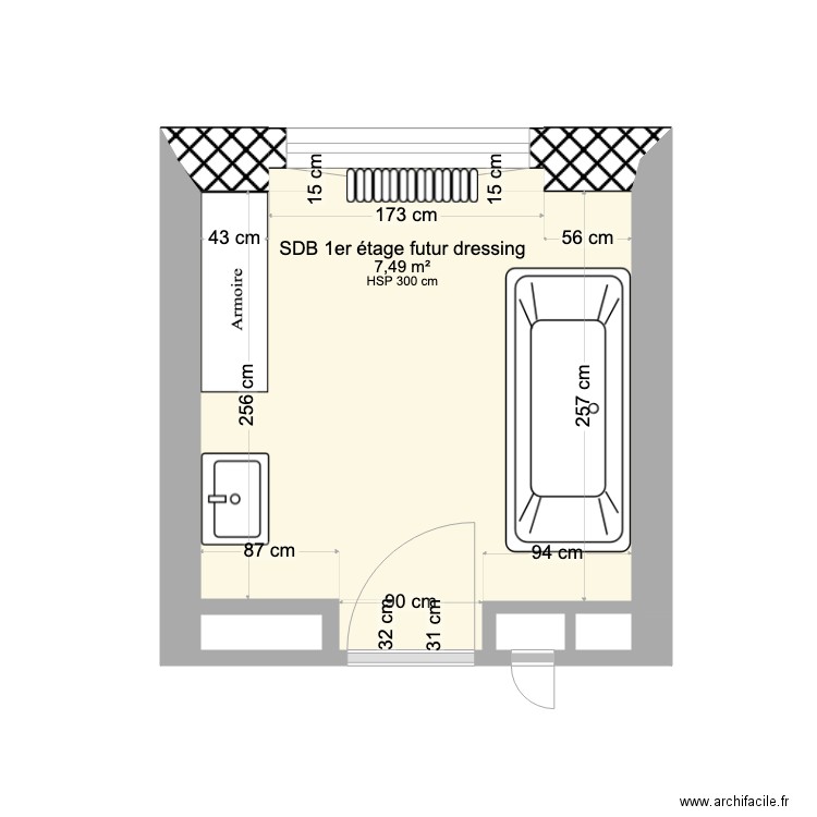 SDB 1er étage actuel futur dressing. Plan de 0 pièce et 0 m2