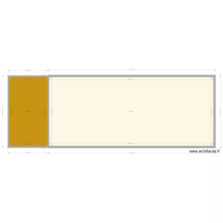 Plan maison nu + terrasse ouest. Plan de 