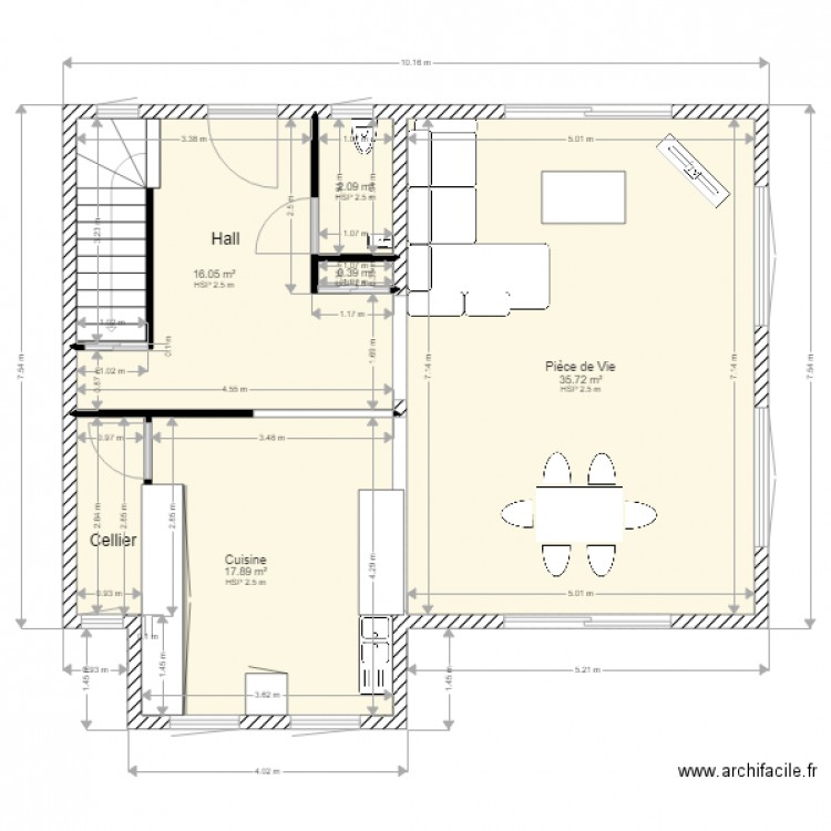 PLAN RDC PROJET SWENDER ROBERT 2. Plan de 5 pièces et 72 m2