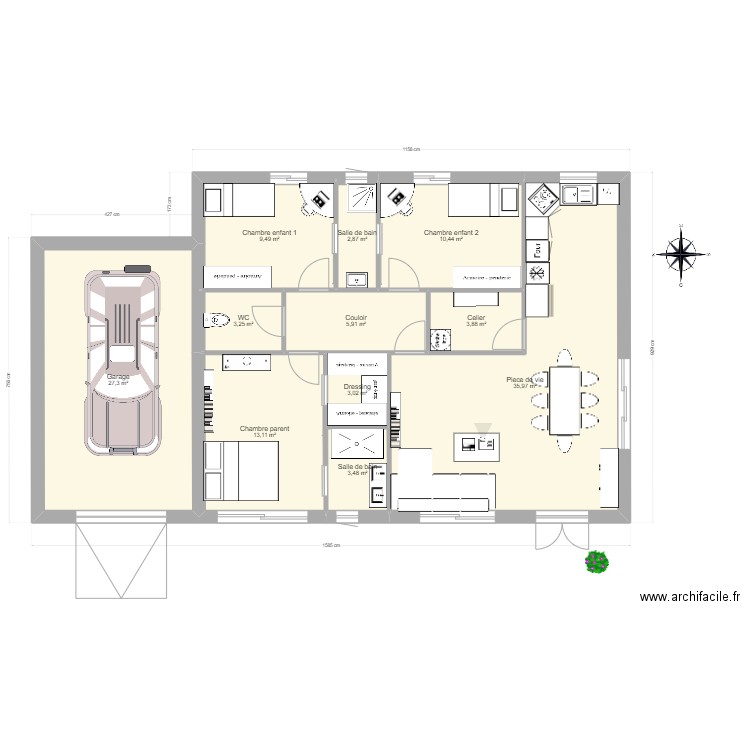 maison plan i2D. Plan de 11 pièces et 119 m2
