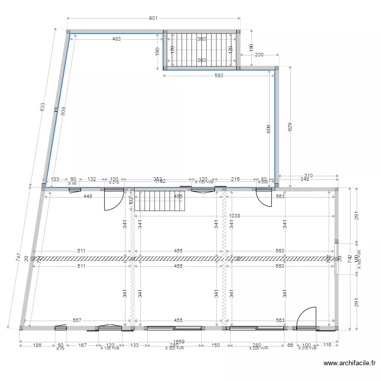 FONDATIONS MACONNERIE RDC. Plan de 