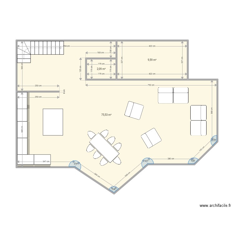 Rapide 3. Plan de 12 pièces et 176 m2