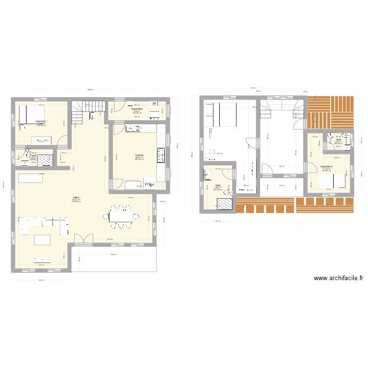 Maison Plan 2. Plan de 8 pièces et 142 m2