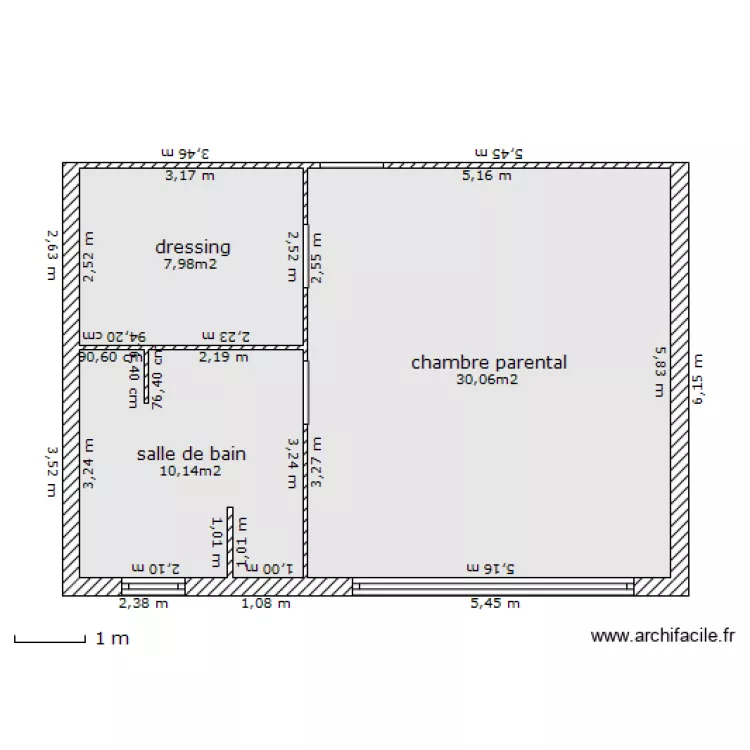 chambre parentale. Plan de 
