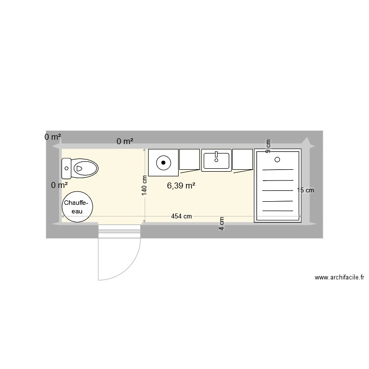 salle de bain 35. Plan de 4 pièces et 6 m2