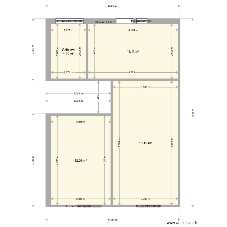 Rashtiani 1. Plan de 4 pièces et 46 m2