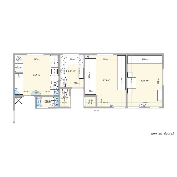 Plan03. Plan de 6 pièces et 35 m2