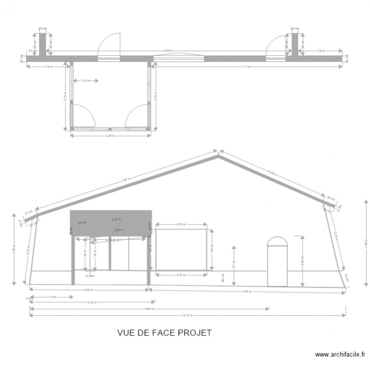 DEFOSSE Façade 4. Plan de 5 pièces et 56 m2