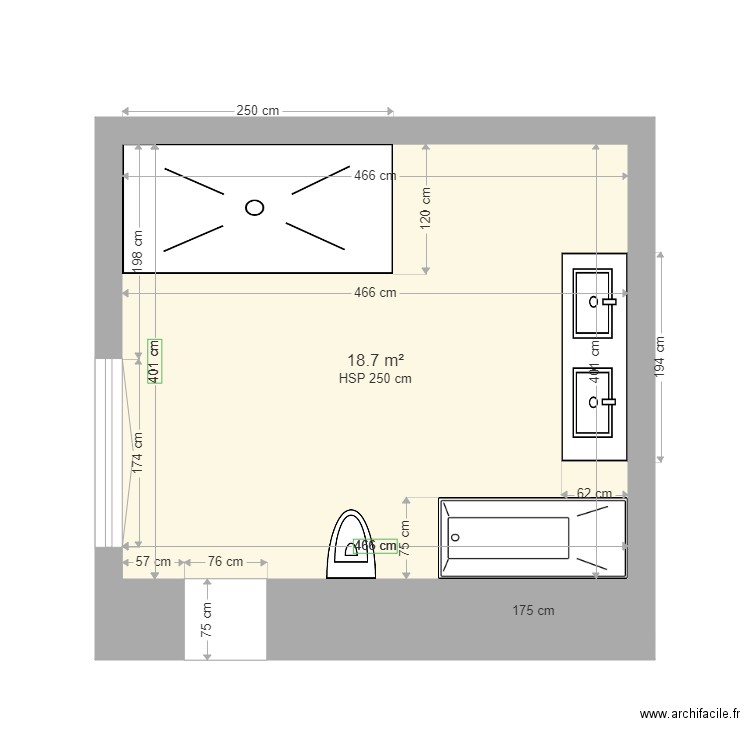 Salle de Bain Mélanie Version 1. Plan de 0 pièce et 0 m2