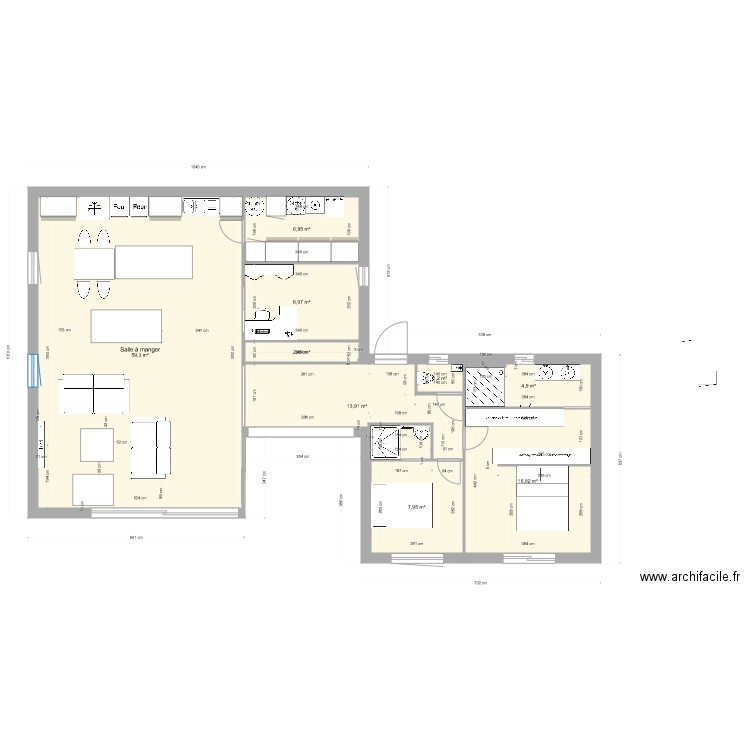 SAUMANE 4. Plan de 9 pièces et 121 m2