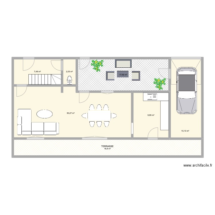 NAAST REZ. Plan de 7 pièces et 107 m2