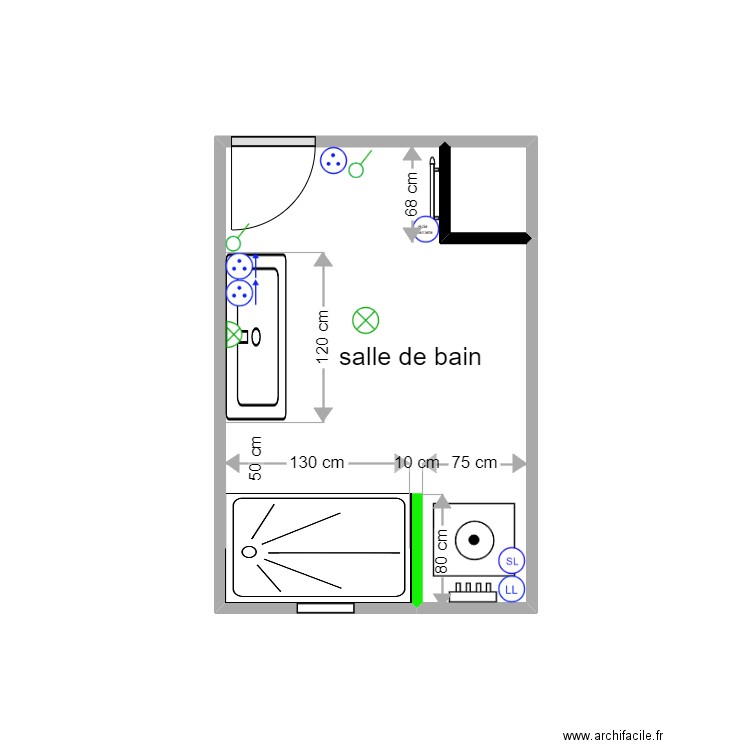 plan elec trique cabardis. Plan de 2 pièces et 7 m2