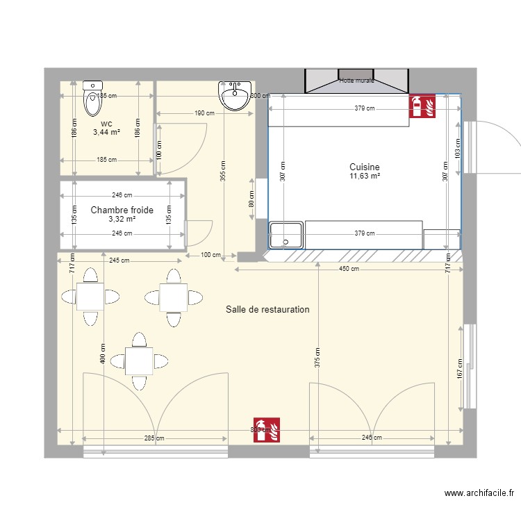 Plan projet final. Plan de 4 pièces et 76 m2