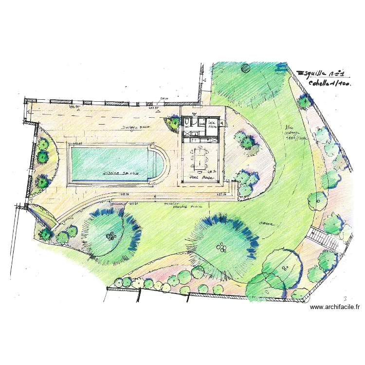 Pool House Michel Causse V1. Plan de 