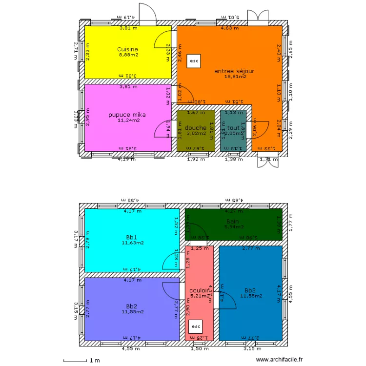 Maison en bois 90m2. Plan de 