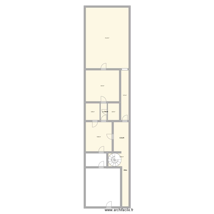 rdc 53. Plan de 8 pièces et 150 m2