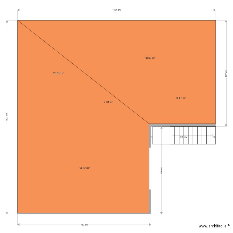 toiture en L. Plan de 0 pièce et 0 m2