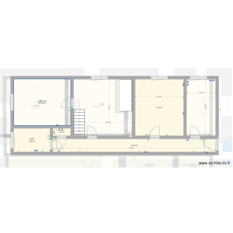 ELectEtage1. Plan de 16 pièces et 313 m2