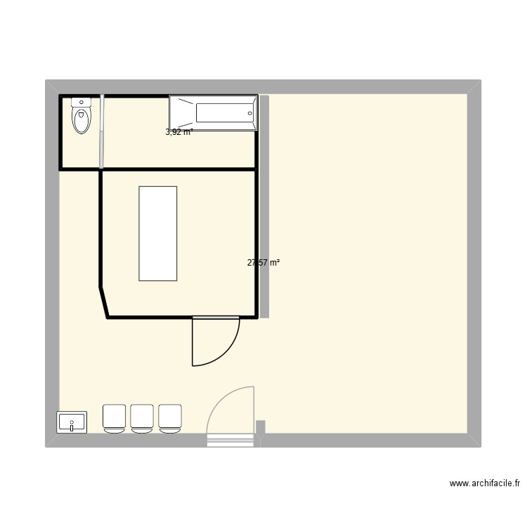 version 1. Plan de 2 pièces et 55 m2