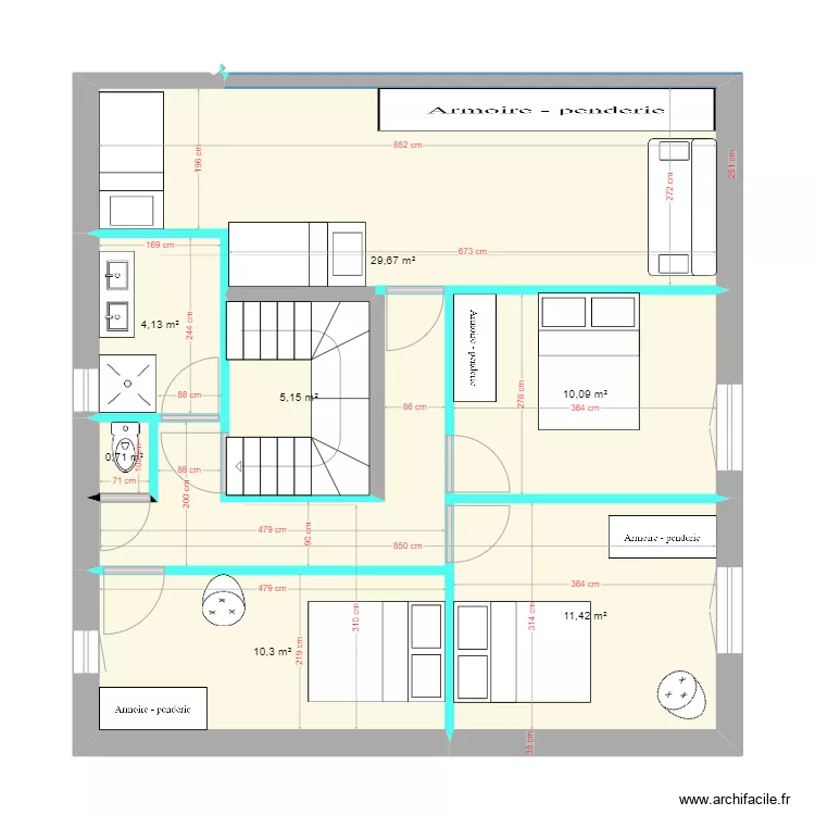 St-Girons // Am&eacute;nagement &eacute;tage VF 1. Plan de 