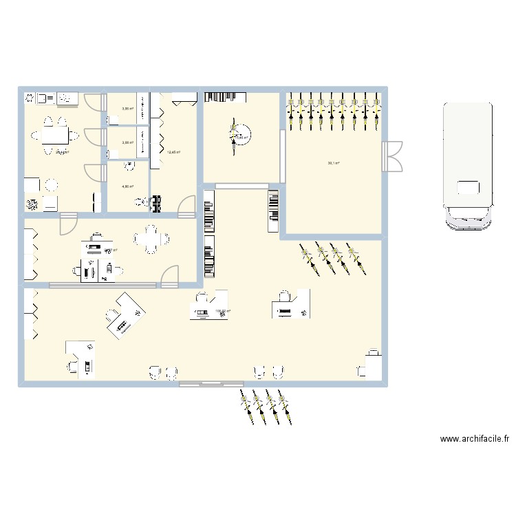 Plan Agence voiron 2. Plan de 9 pièces et 215 m2