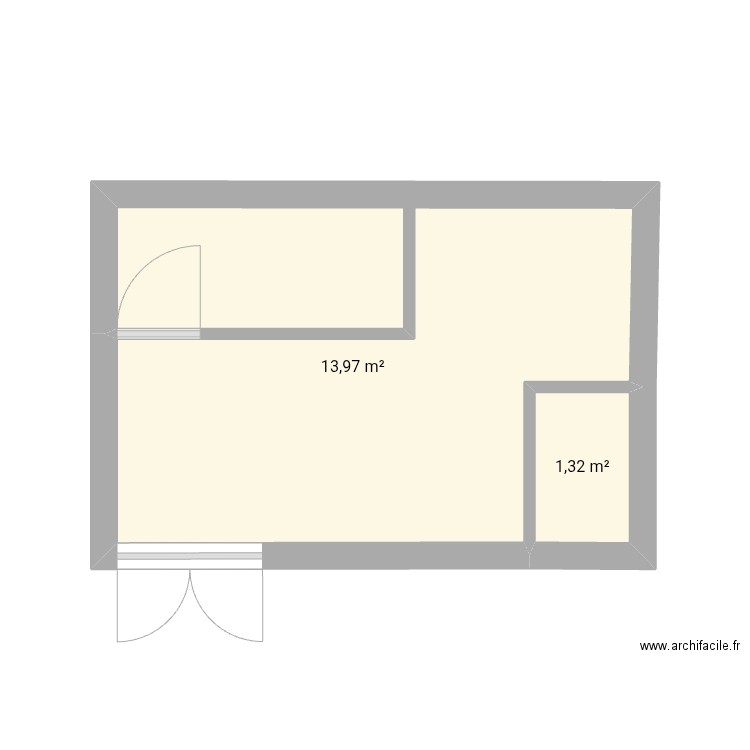 Maison. Plan de 2 pièces et 15 m2