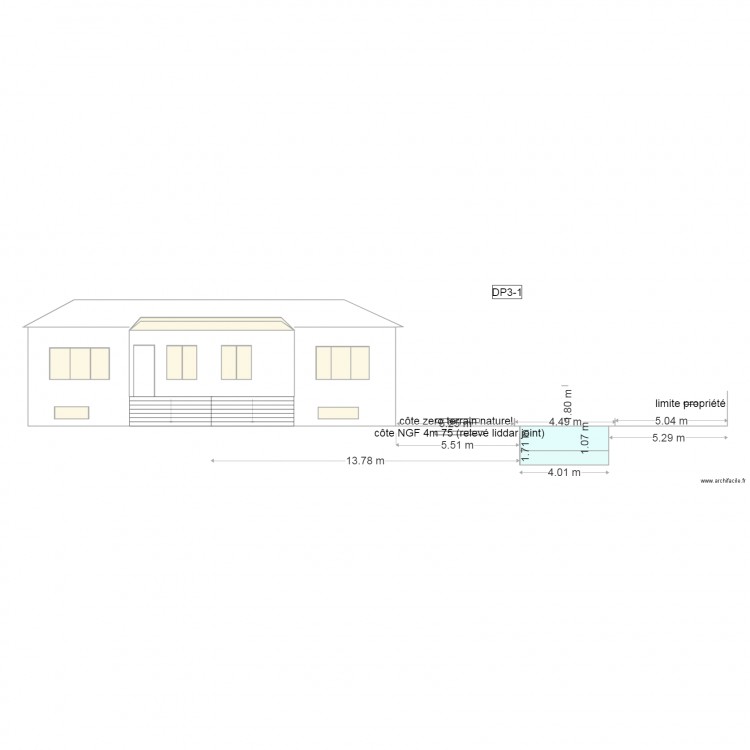 PLAN DE COUPE FACE DP3 1 abri et piscine. Plan de 0 pièce et 0 m2