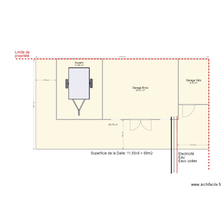 Plan garage Auvent Droite Permis. Plan de 0 pièce et 0 m2